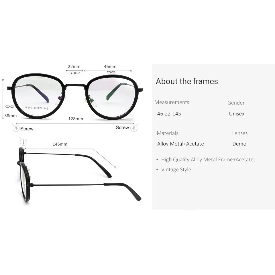 Modni Očala Ženske Očala Okvir Letnik Optičnih Očal Okvir Moških Retro Okrogle Očala Demo Objektiv Geek Lentes Mujer