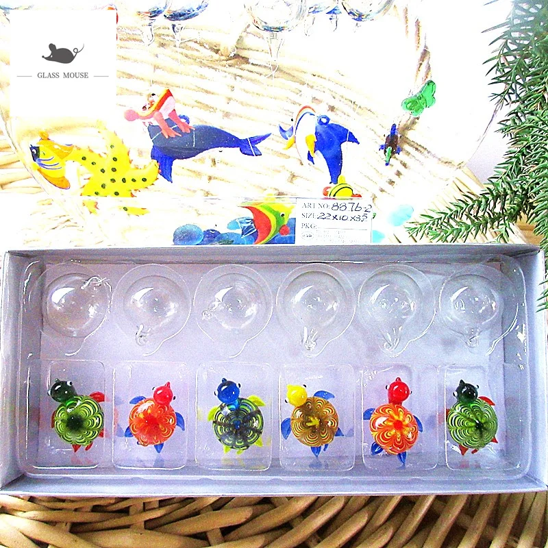 6pcs po Meri ročno murano plavajoče stekla sea horse miniaturne Figurice akvarij dekoracijo čare obesek morskih živali kip