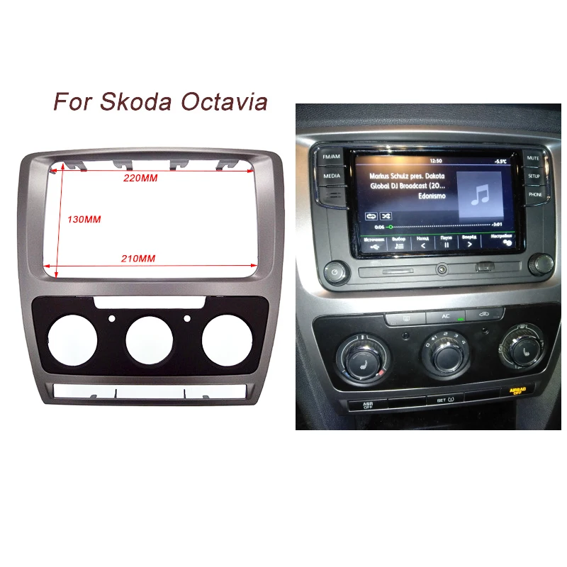 2Din Fascijo Za Skoda Octavia 2 2010-2013 o Stereo Plošča Vgradna Namestitev na Armaturno Kit Trim Okvir Adapter