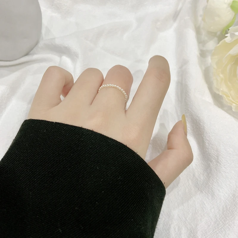 Moda Nakita Simulirani Pearl Obroči 2020 Sladko Korejski Temperament Eno Vrstico Prst Prstan Za Dekle Študent Darila Stranka