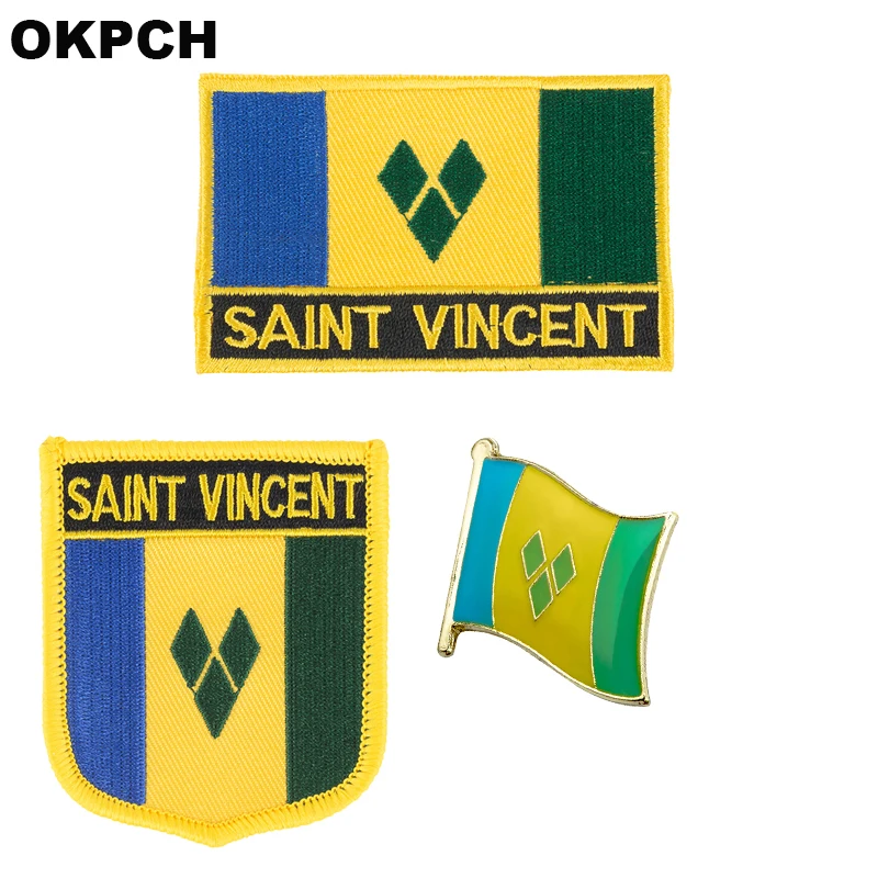 Saint Vincent zastavo obliž značko 3pcs Niz Popravkov za Oblačila DIY Dekoracijo PT0162-3