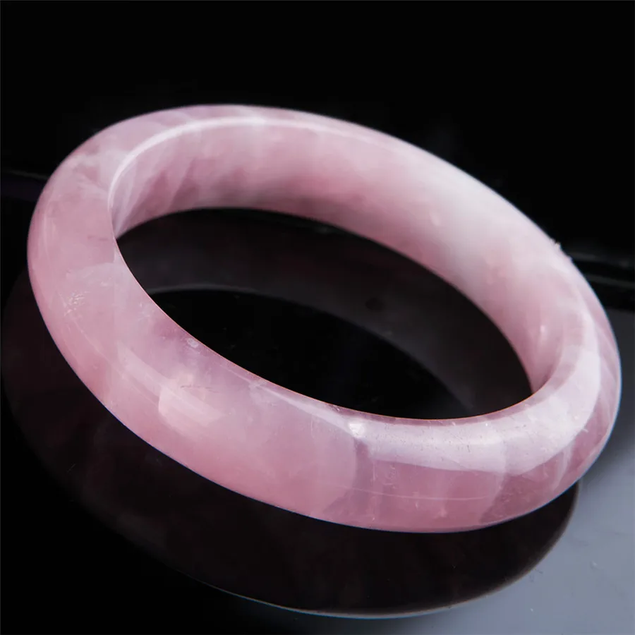 Pristnega Naravnega Pink Rose Quartz Bangle Za Ženske Lady Ljubezen Roza Kristalni Kamen Gemstone Moda Bangle AAAAA Notranji Diameter 58mm