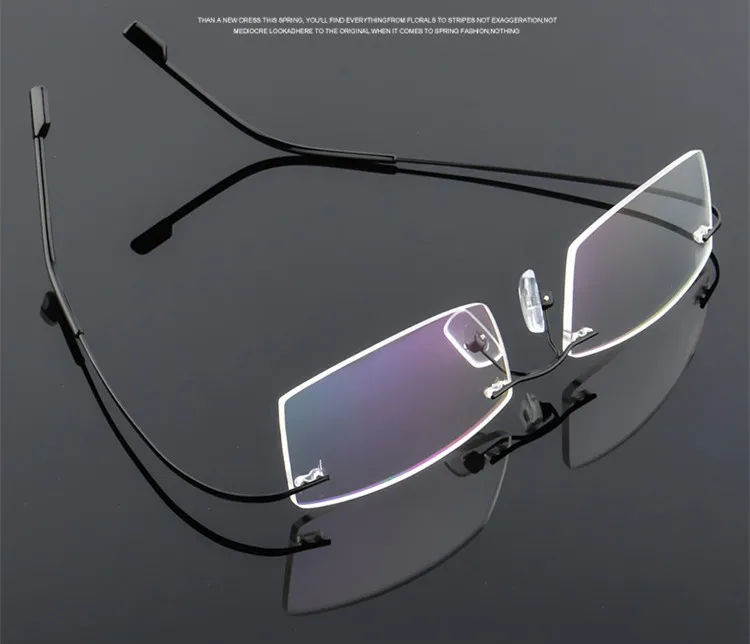 Kvadratni Pomnilnik Titanove Zlitine Žično Očal Okvir Očala Moški ženske Rimless Okvir Kratkovidnost Recept Očala Oculos de grau
