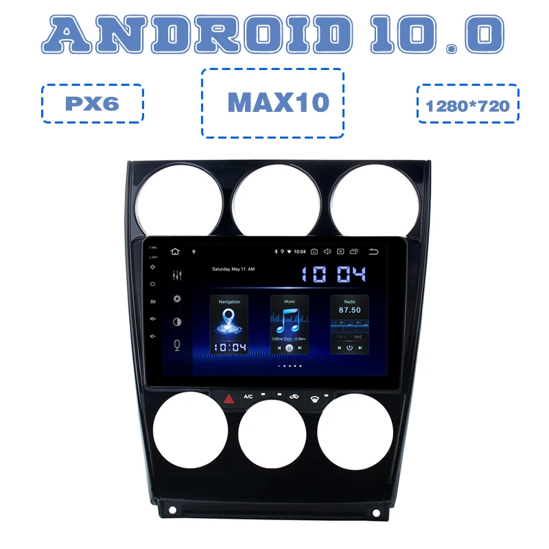MAX10 px6 Android 10.0 Avto GPS Radio Predvajalnik za Mazda 6 2004-z DSP 4+64GB Auto Stereo Multimedijske glavne enote
