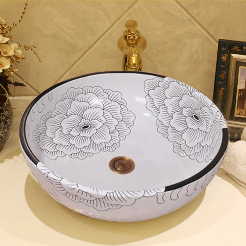 Kitajski porcelan Slikarstvo, Umetnost, Lavabo Kopalnica Posoda Korita števec vrh umivalnik naslikal kopalnica korita