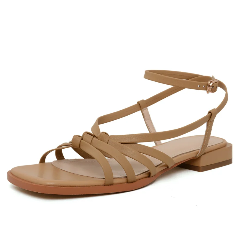 MORAZORA Vroče prodaje 2020 poletje ženske sandale udobno nizke pete kvadratni toe dame čevlji gleženj trak barva priložnostne čevlji