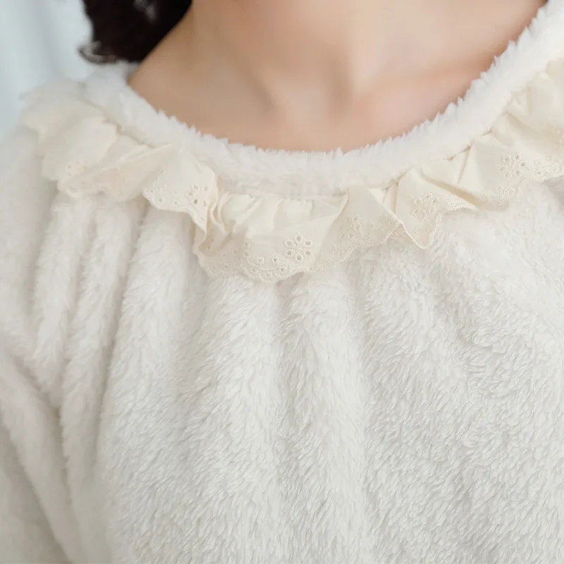 Nove ženske Nightgown jeseni, pozimi debelo, dolgo sleeved Sleepshirts Sleepwear Ženski zgosti coral runo tkanine spanja obleko