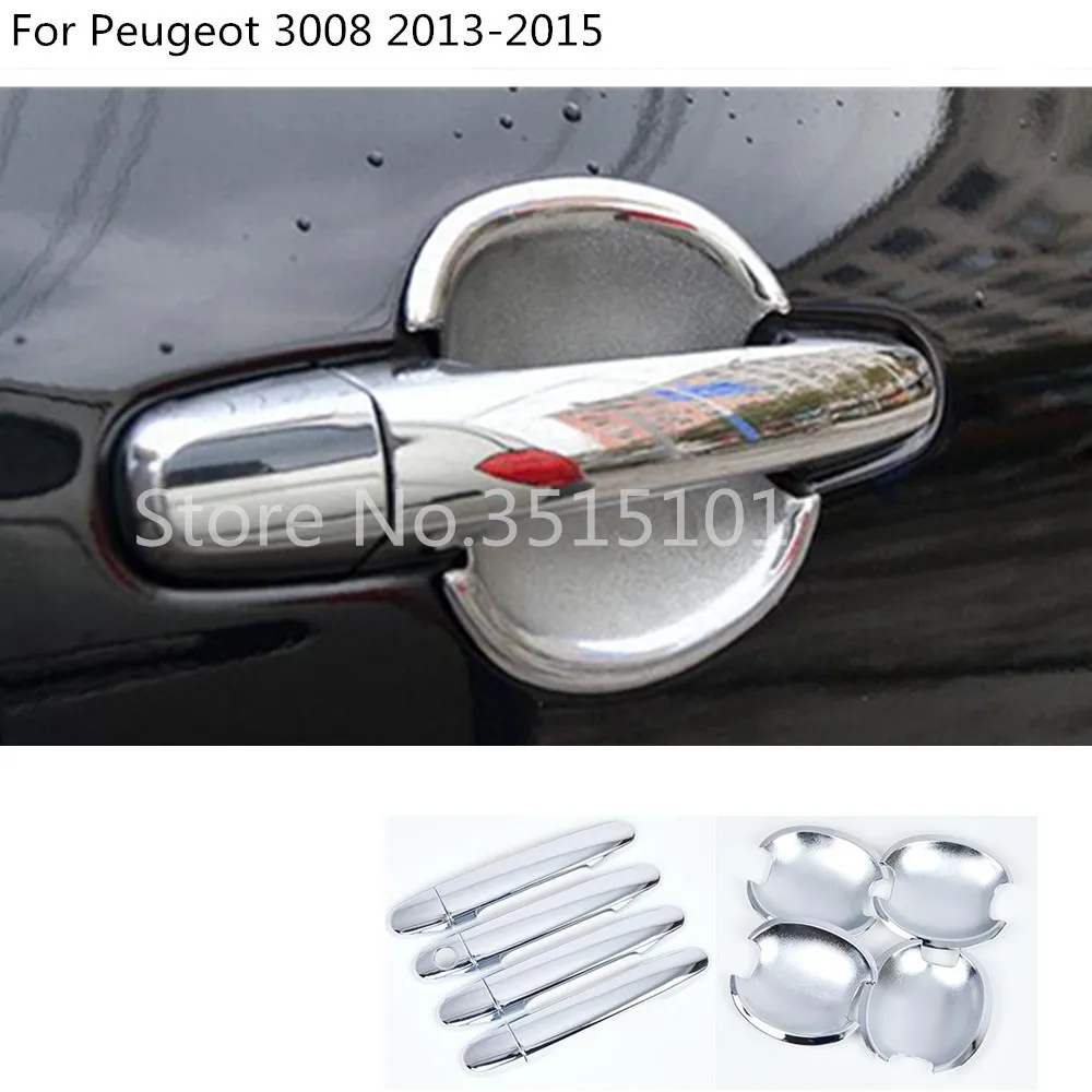 Karoserije Zajema Zunanje Palica Okvir Svetilke Trim ABS Chrome Vrat Ročaj Skledo Lučka Okvir Za Peugeot 3008 2013