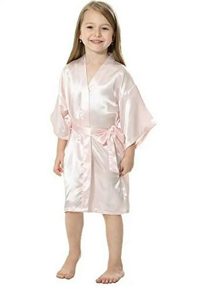 Cvet Dekle Kimono Plašč Otroci Sleepwear More Otrok, Kopalni Plašč Poročno Obleko Cvetlični Saten Svila Noč Obleke 4/8/12 Velikosti Otroka