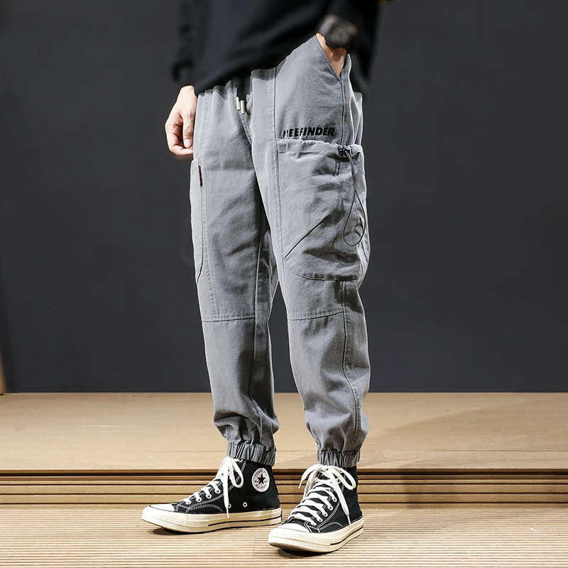 Japonski Vintage Moda Za Moške Jeans Velik Žep Priložnostne Tovora Hlače Hombre Širok Noge Harem Hlače Ulica, Hip Hop Joggers Hlače Moški
