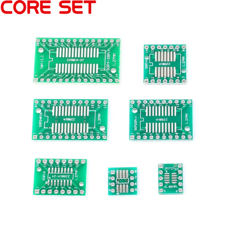 10pcs PCB Board Kit SMD Obrnite DIP Adapter Pretvornik Ploščo SOP MSOP SSOP TSSOP SOT23 8 10 14 16 20 28 SMT DIP