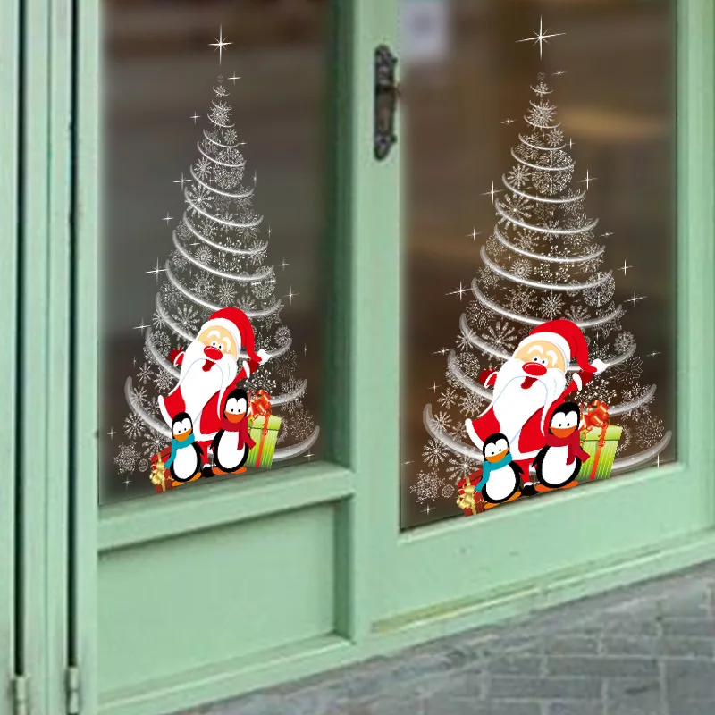 Novo 2019 Božični Dekor Stenske Nalepke Božiček Božična Drevesa Okraski Okno Nalepke Domov Trgovina Windows Božični Dekor