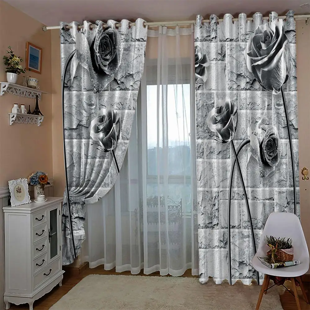 Sive zavese dvignila zavesa velikost po Meri Luksuzni Blackout 3D Zavese Za dnevno Sobo
