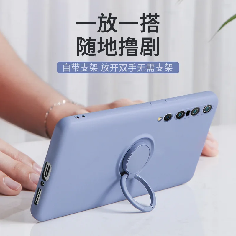 Tekoče Silikona Primeru Telefon za Xiaomi Redmi K30 Pro Mi 10 Pro Full Objektiv Zaščitnik Magnetni Prst Prstan Stojalo Držalo Nazaj Pokrov