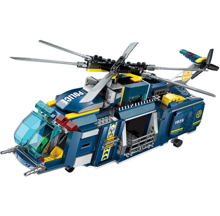 Policija Sedež Konstruktor Model Komplet Bloki Združljiv Helikopter Majhna Zrnca Montaža Opeke Igrače za Fante, Otroci Darila