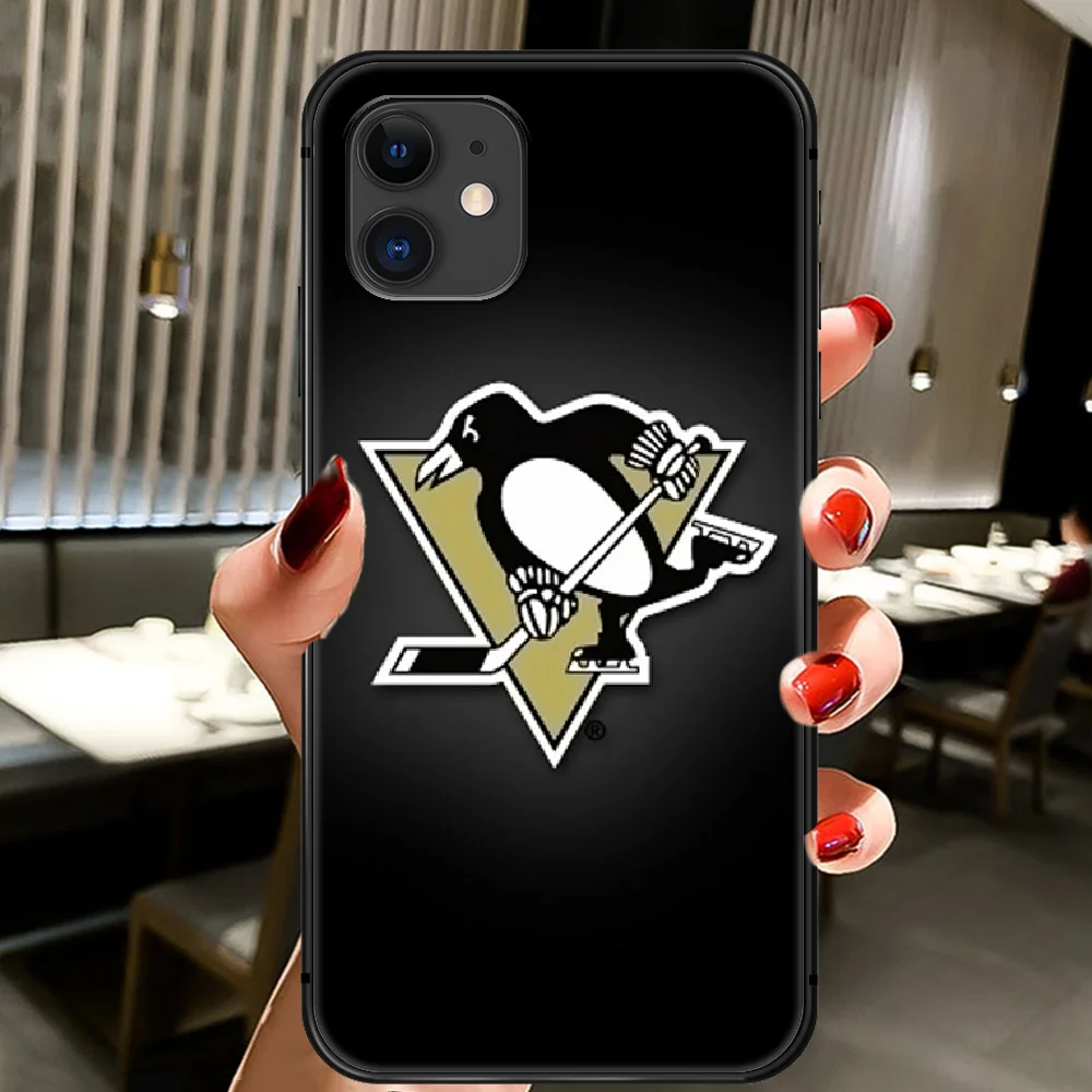 Hokej na ledu v Pittsburghu Pingvin Telefon Primeru Zajema Trup Za IPhone 5 5s se 2 6 6s 7 8 12 Mini Plus X XS XR 11 PRO MAX black Funda