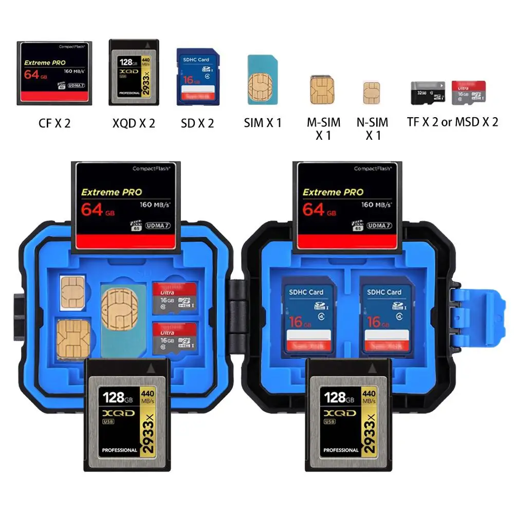 PULUZ 9 v 1 Pomnilniško Kartico Primeru Vodotesna Škatla za Shranjevanje Prenosna torba zaščitnik ABS kartico vrečko za 2XQD + 2CF + 2TF + 3SD Kartico