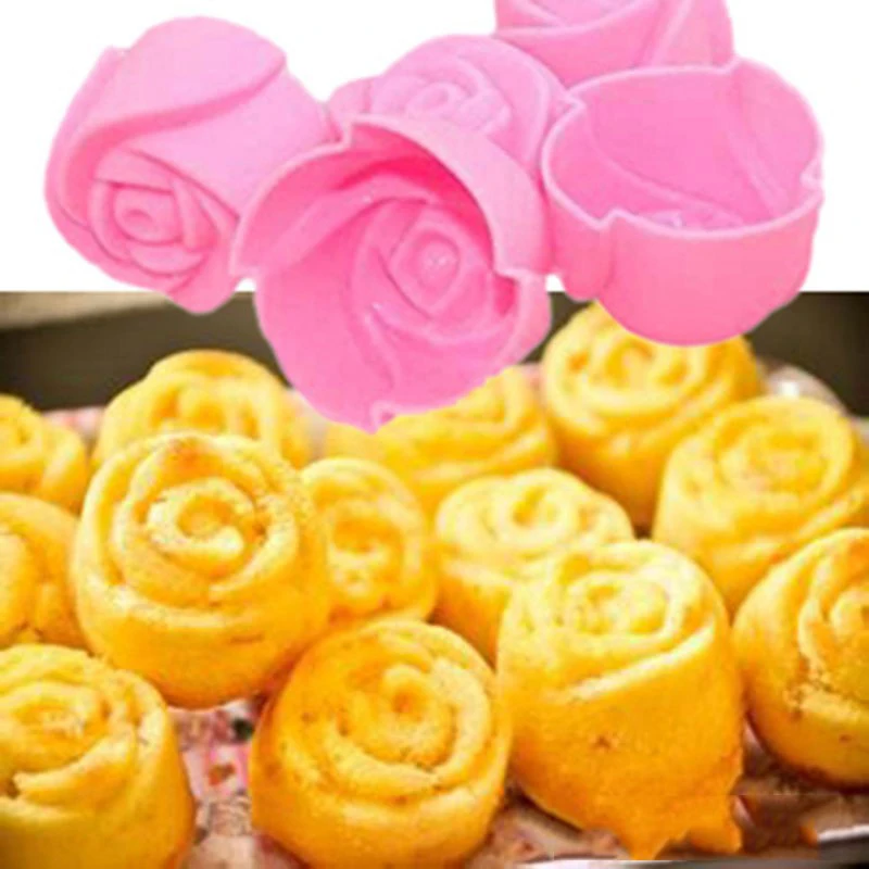 5 KOS Naključno Barva Rose Muffin Piškotek Pokal Torta Čokolada Peko Jelly Maker Plesni Plesni Maker