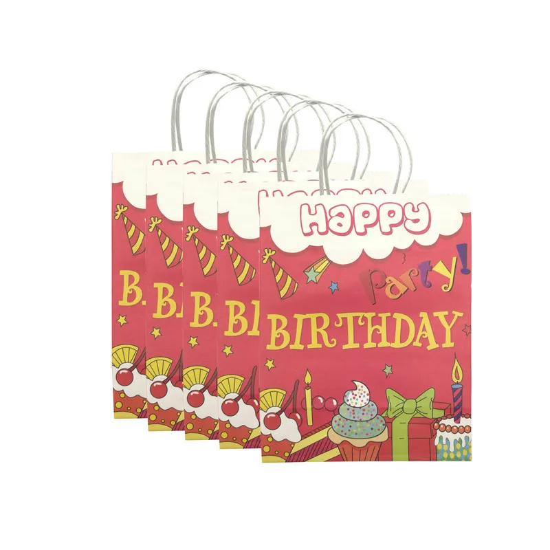 Chicinlife 5Pcs Happy Birthday, Kraft Papir za Vreče Otroci Rojstni dan Papirja, Darilne Vrečke bonboniera Baby Tuš Rojstni dan Dobave Dekor