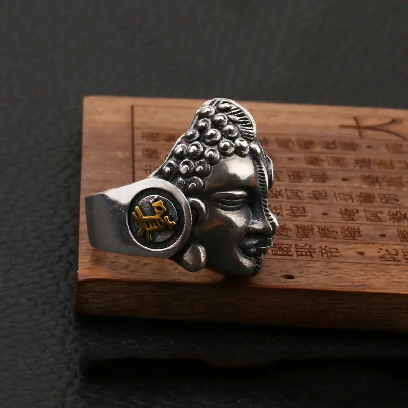 925 sterling srebro Bog, Hudič Letnik Moški nastavljiv prstan lep modni nakit trgovini