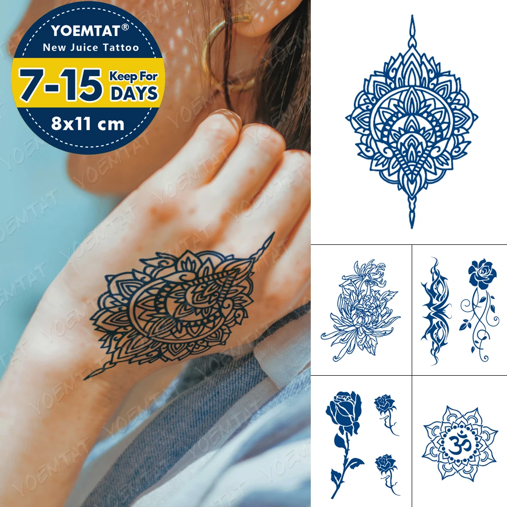 Sok Trajne Nepremočljiva Začasni Tattoo Nalepke Mandala cvet Geometrijske Flash Tattoo, Moško Roko Stegno Body Art Ponaredek Tatto Ženski