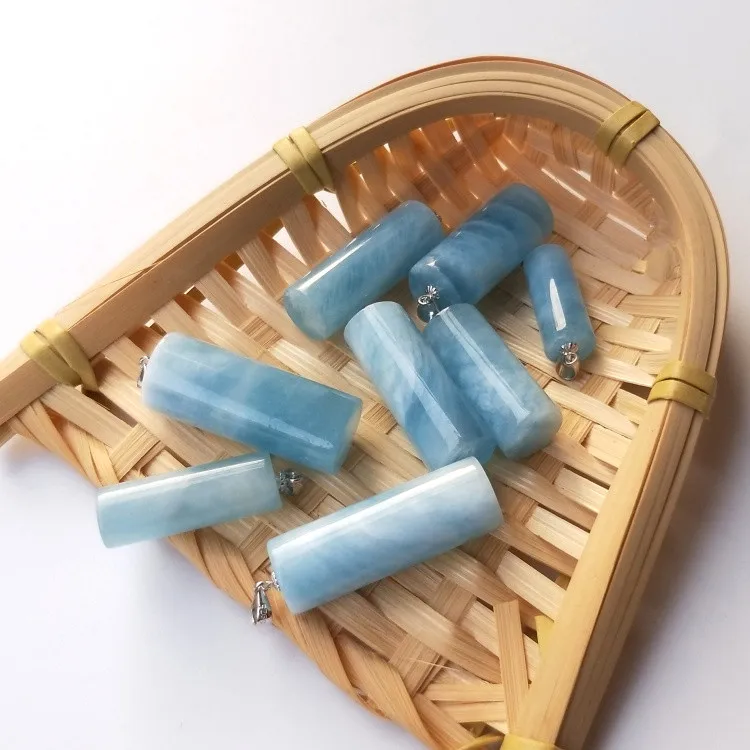 En kos svoboden kroglice modre akvamarin steber obesek za DIY nakit, izdelava FPPJ debelo narave