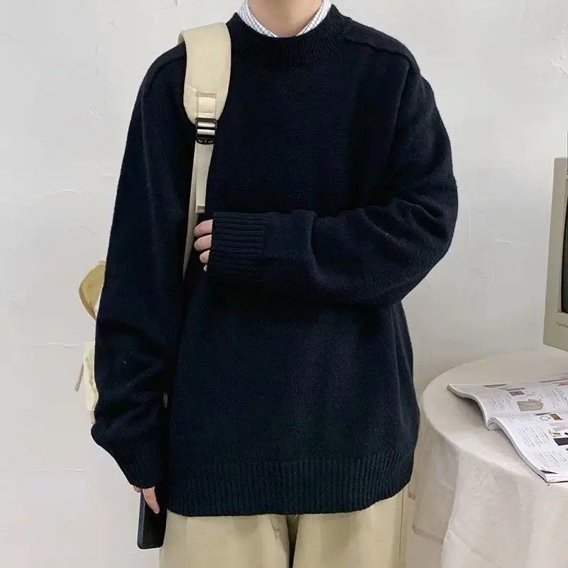 Barva Pulover Moške Topli Mode Priložnostne Pleteni Pulover Moških Divje Svoboden korejski O Vratu Pletenje Puloverji Mens Oblačila M-2XL