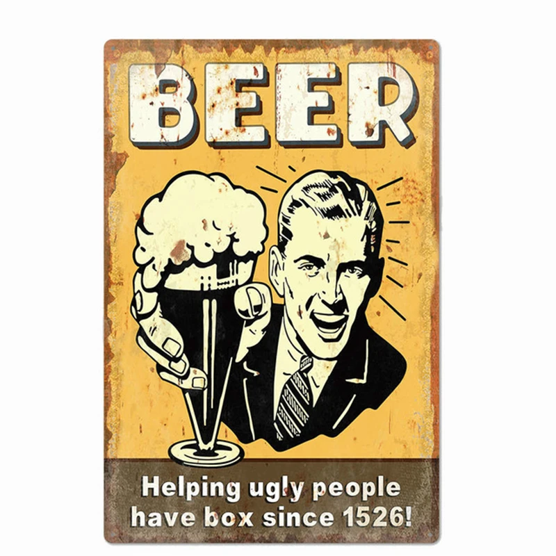 Pijača Dobro Pivo Dobri Prijatelji Tin Prijavite Vintage Retro Kovinski Tinplate Plakat Pin Up Steno Dekor Za Pub, Bar, Restavracija Jamski Človek Znak