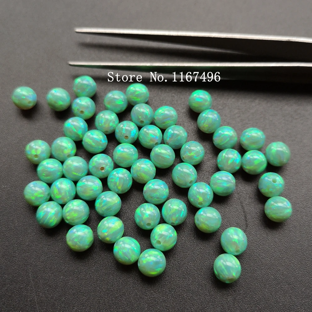100 kozarcev/lot 6 mm Op11 Kivi Zelen Opal Kroglice,Sintetičnih Okroglo Žogo Opal Kroglice za DIY Nakit