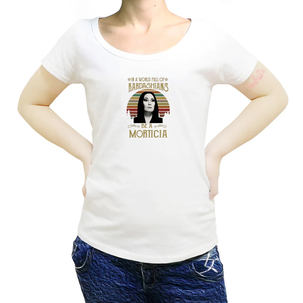 Morticia Addams V Svetu, Polnem Kadarshians ženske, Črna Majica Bombaž Priložnostne ponos majica Fashion tshirt sbz8401