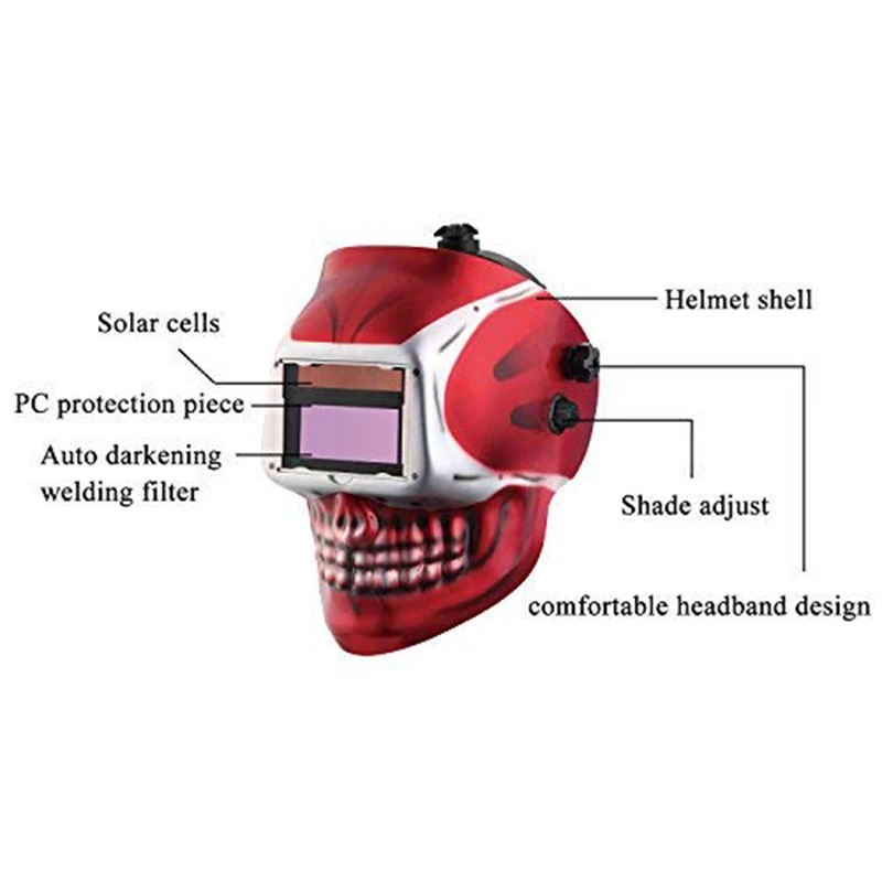 Sončne Auto Varilne Maske /Varjenje Čelada/Varilec Skp/Buljiti Masko za Tig Mig Mma Varjenje( Rdeče Lobanje )