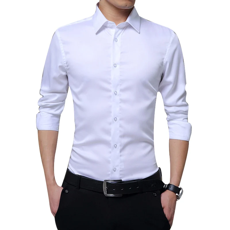 Moške Majice z Dolgimi Rokavi Slim Fit Trdnih Poslovnih Formalno Srajce za Jesen PR Prodaje