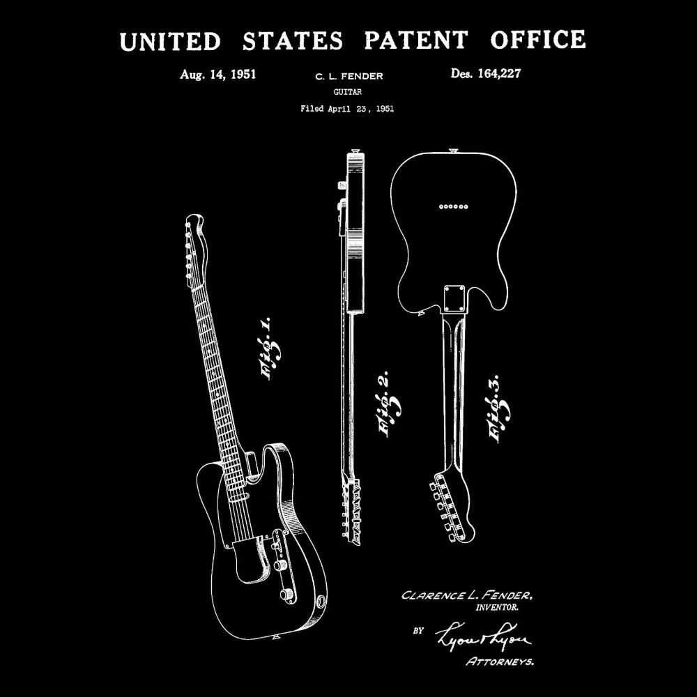 Telecaster T Shirt 1951 Električna Kitara Us Patent Leo Tee Majice S Kapuco