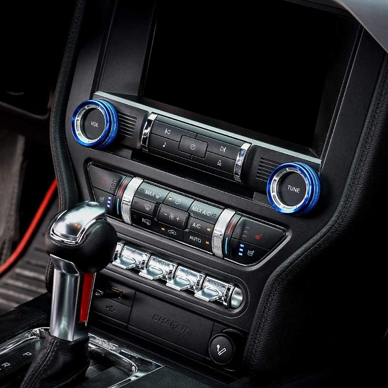 Modra Aluminija Smerniki Glasnost Zvonjenja Nadzor Gumb Pokrov Tesnilo Trim Notranja Oprema za Ford Mustang-2019