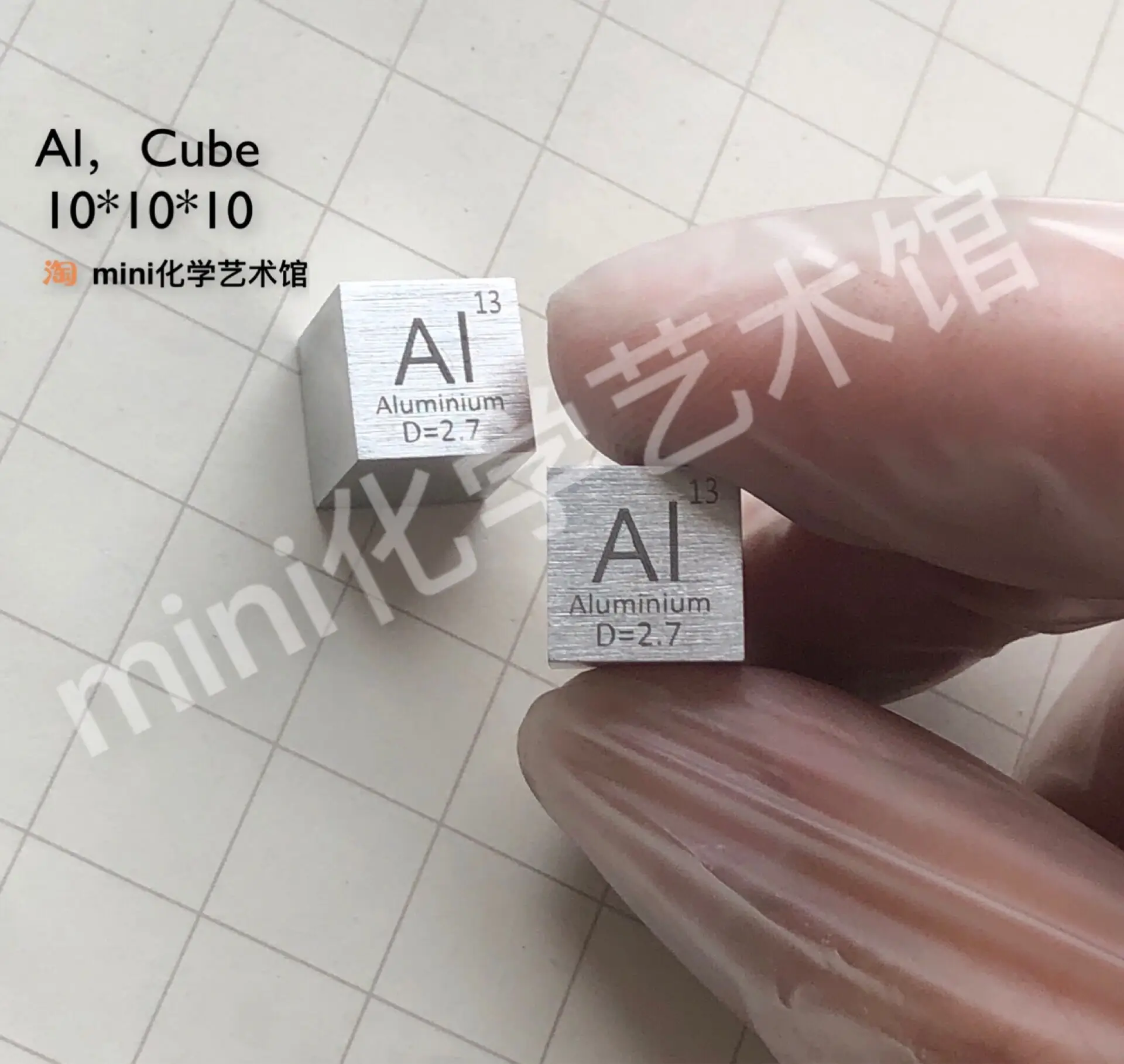2pcs Visoke Čistosti 4N Aluminij Metal Aluminija Redno Fenotip Kocke 10 mm Povprečju za 2,7 g Al 99.99 Aluminija Kocke
