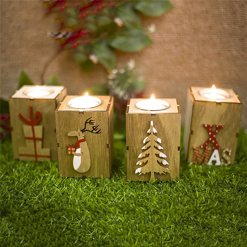 Imixlot Ustvarjalne Božič Lesa Svijećnjak Božični Okraski Svečnik Okraski Mini Čaj Luči Doma Odlikovanja
