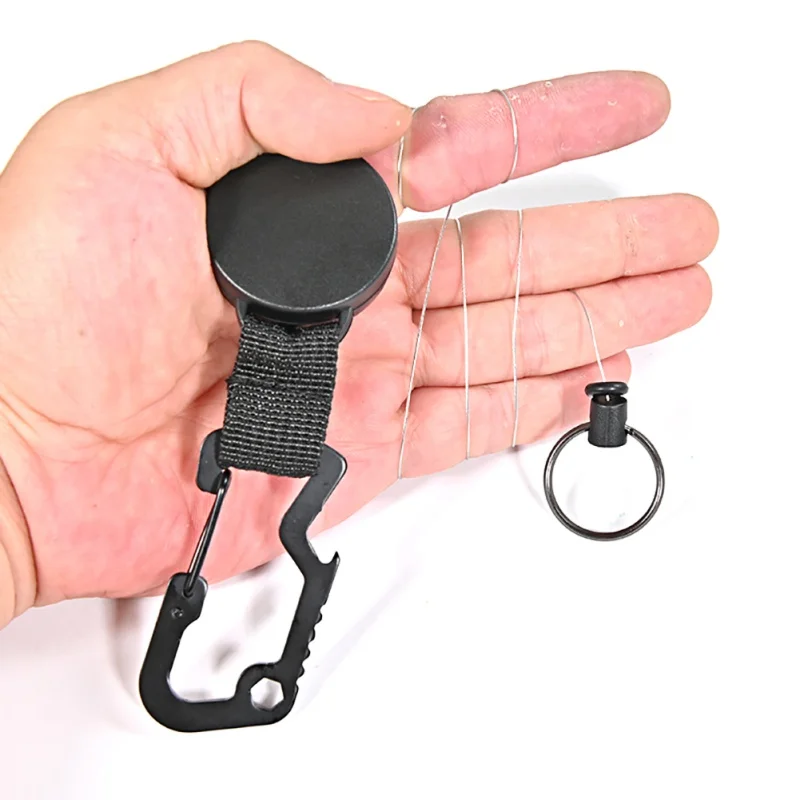 Zložljive Potegnite Key Ring Verige Pasom Z Carabiner Kolutu Kartico Značko Imetnik Anti-izgubil Keychain