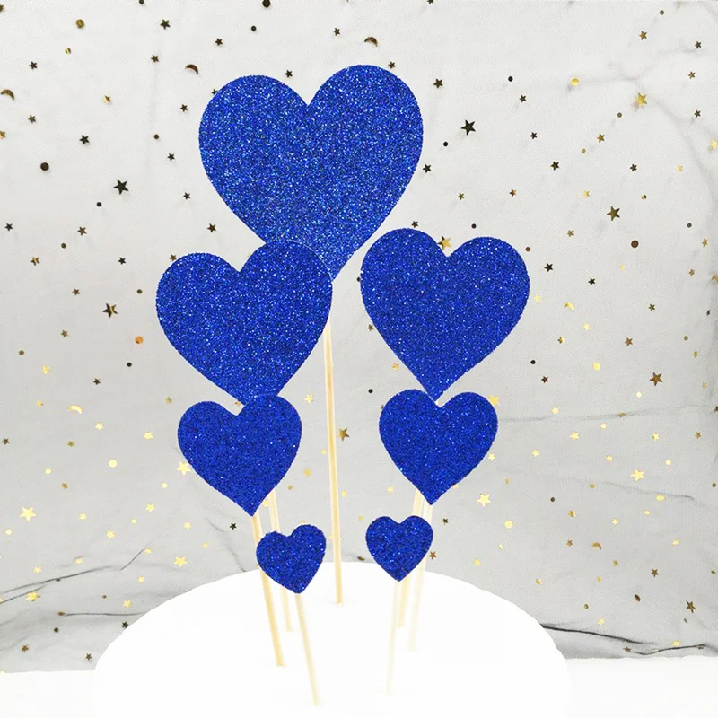 7pcs Torto Pokrivalo Glittery Srce Oblika Vstavljanje Kartice z Zobotrebec Torta Okraski za Poroko, Rojstni dan, Luštna, Lepa Darila