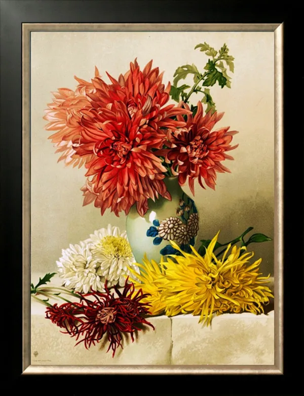 Oljna slika, Chrysanthemum Flower Navzkrižno Šiv Kit Obrti Needlework 14CT Nepotiskani Vezene Ročno Umetnost Steno Doma Dekor