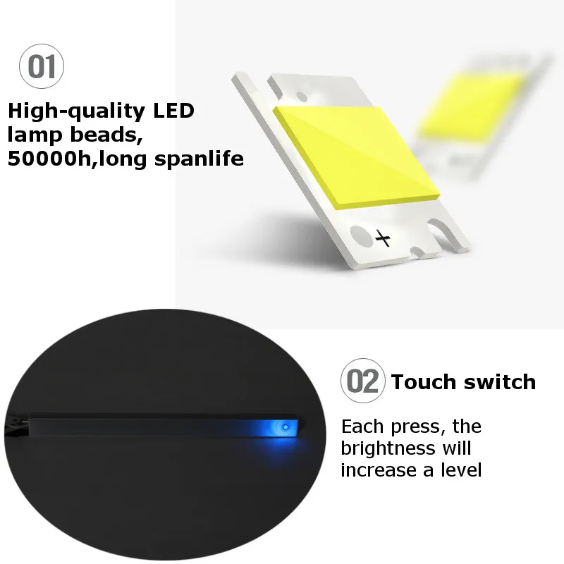 Zložljivi Nastavljiva LED Namizna Svetilka Zložljive Zatemniti Dotik namizne Svetilke 5 V USB Powered sučno Tabela Svetlobe 5700K Noč Svetlobe