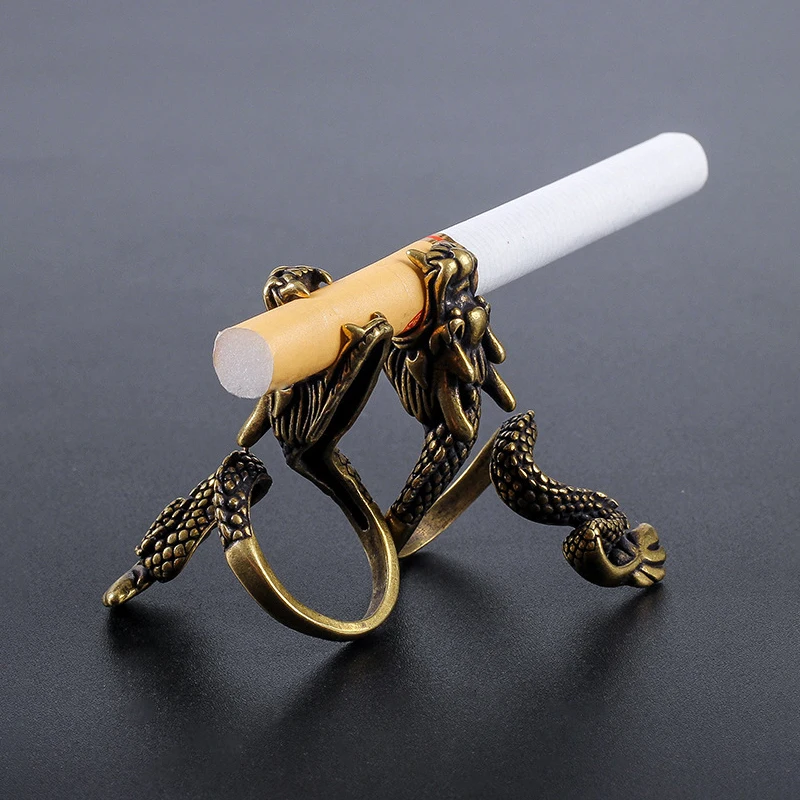 Čisti Baker Zmaj Design Cigaret Obroč Imetnik Prst Stojalo za 8 mm Cigaret Letnik Nastavljiv Moške Kajenje Pribor Obroč
