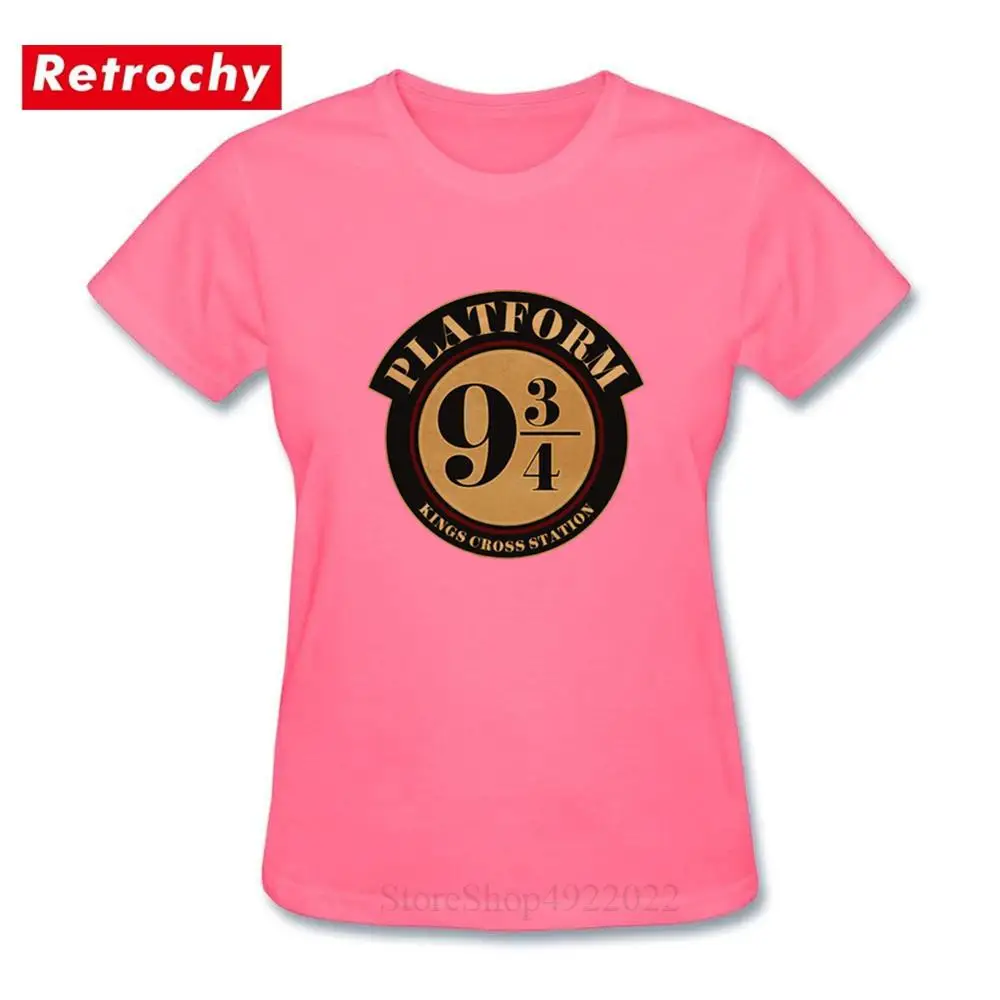 Vintage Platformo devet in tri četrtine Majica s kratkimi rokavi Ženske Harry T-Shirt Priložnostne Kratkimi Rokavi Tshirt Ženske Hipster Posadke Vratu Majice