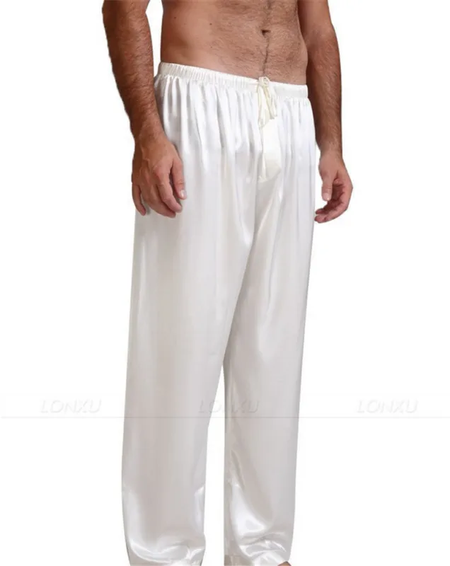 Velikosti S-XL More Moških Saten Svila Pižame Hlače Spanja Dna Kopel Sleepwear Dolge Hlače