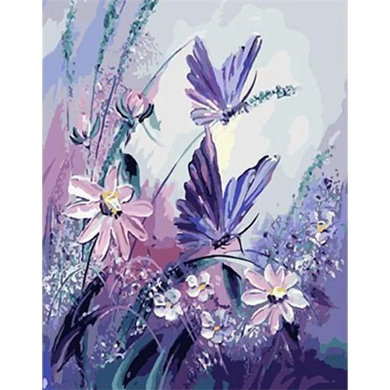 ArtSailing slika-za-številke na platno Metulj Daisy Stenske poslikave z številkami z akrilne barve Plakati z okvirjem NP-064