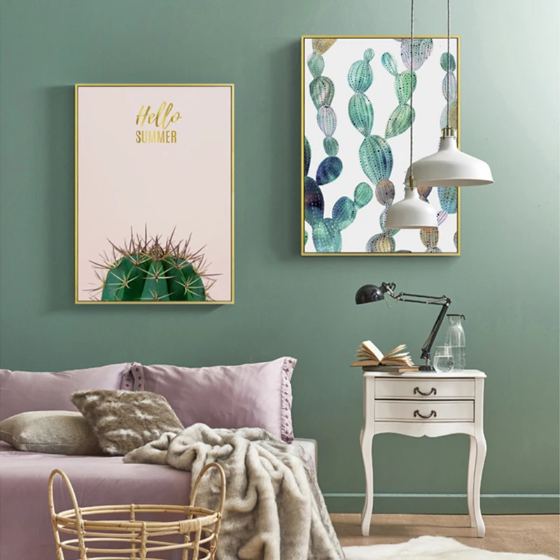 Skandinavski Slog, Akvarel Zelenih Listov Wall Art Platno Slikarstvo Sodoben Obrat Plakat Ananas Kaktus Natisniti Sliko za dnevno Sobo