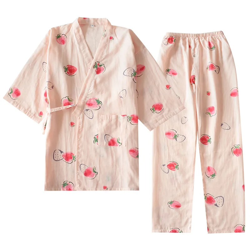 Ženske, Bombaž Pižamo Poletje dvoslojno Gaza Pajama Nastavite Loungewear Tiskanje Pijama Porodniškega Set Oblačila Domov Sleepwear