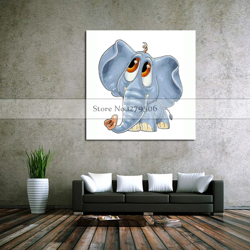 Ročno Poslikane Akril Platno Oljnih Slik Pisani slon Smešno Sodobna Povzetek Živali Wall Art za otroška Soba Dekoracijo doma