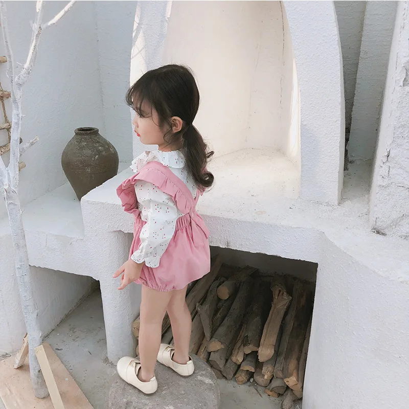 2019 Pomlad Korejski Baby Toddler Otroci Dekle Ruffles Igralne Obleke Za Malčke Baby Dekle Ruffles Clothings Sladko Otroci Oblačila