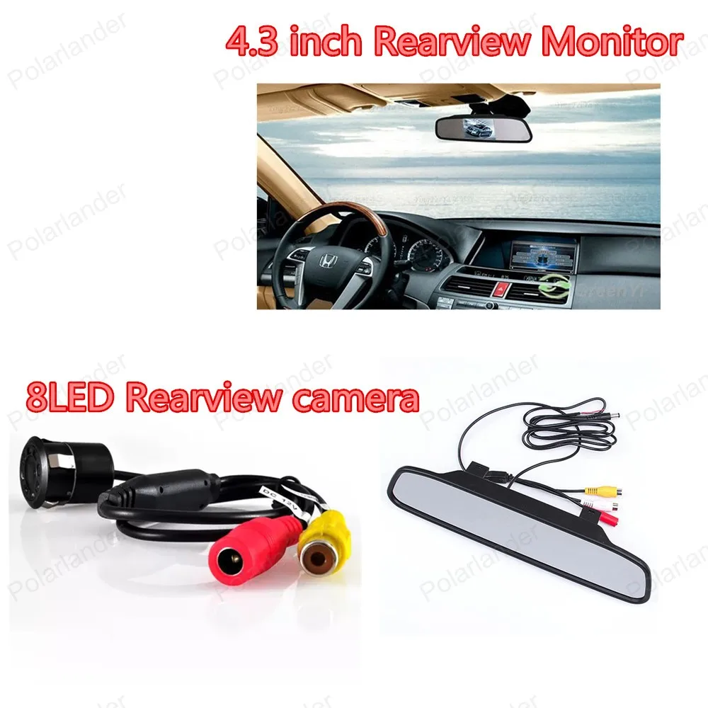 Brezplačna Dostava, LED Nočno Vizijo Avto Rearview Vzvratno Kamero za Parkiranje Backup Monitor Sistem + 4.3 palčni Barvni LCD-Avto Monitor