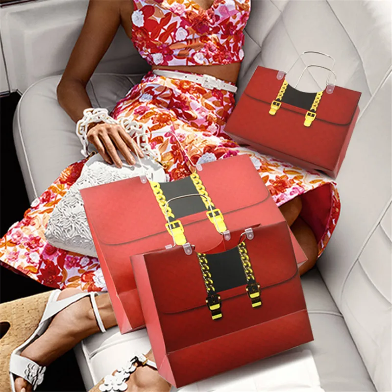 Papir, darilne vrečke po meri poroko rdeči torbici debelo papirnato vrečko vrečko oblačil